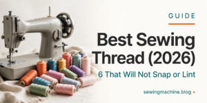 Sewing machine with colourful thread spools