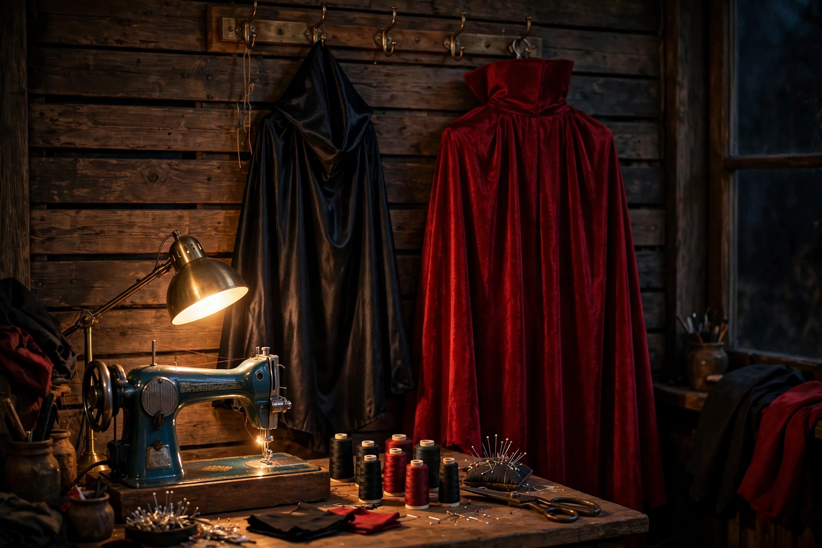 Black satin witch cape