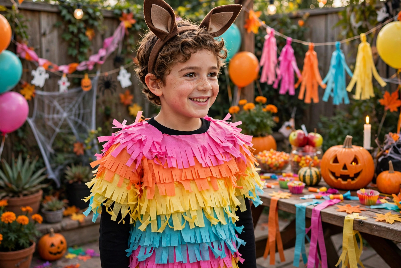 DIY pinata costume with felt donkey ears